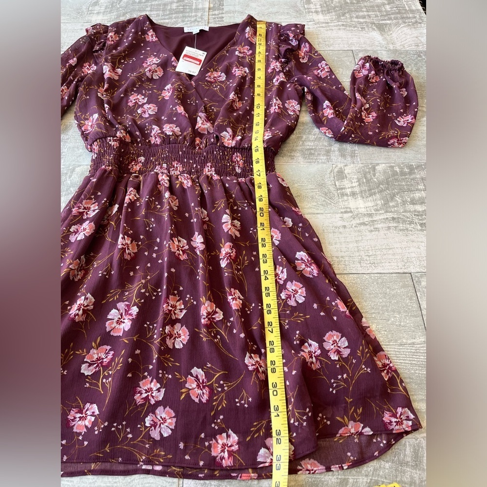 NWT Socialite Puff Sleeve Surplice Mini Dress - Picture 11 of 11